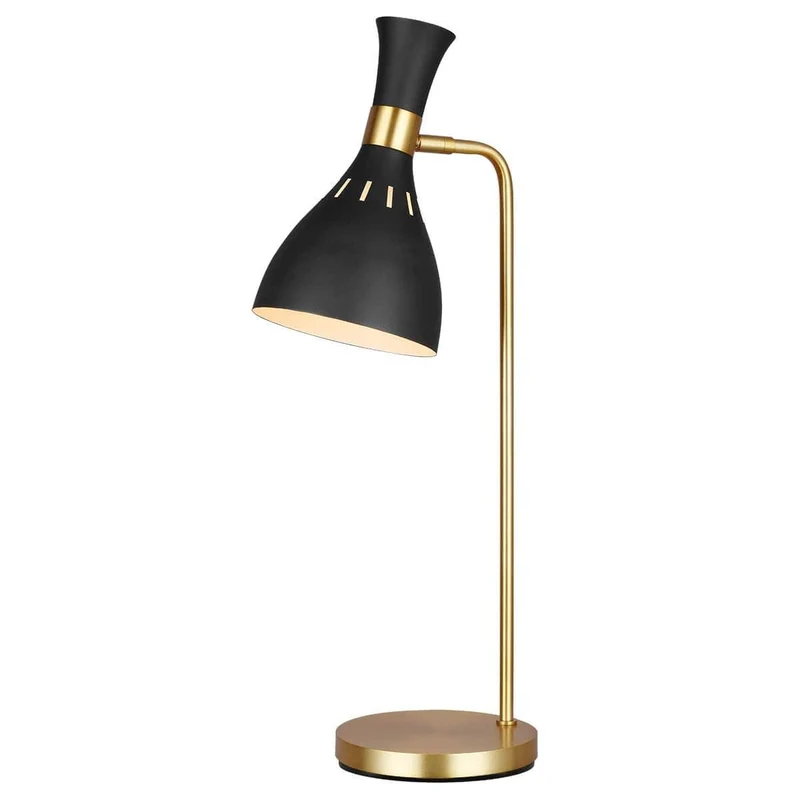 Lampe bureau noir dore industriel