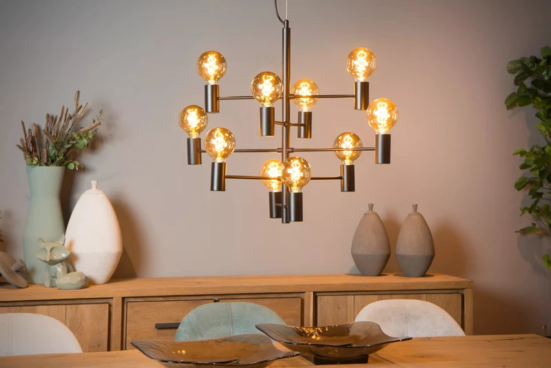 Lustre noir 10 lampes Salle a Manger