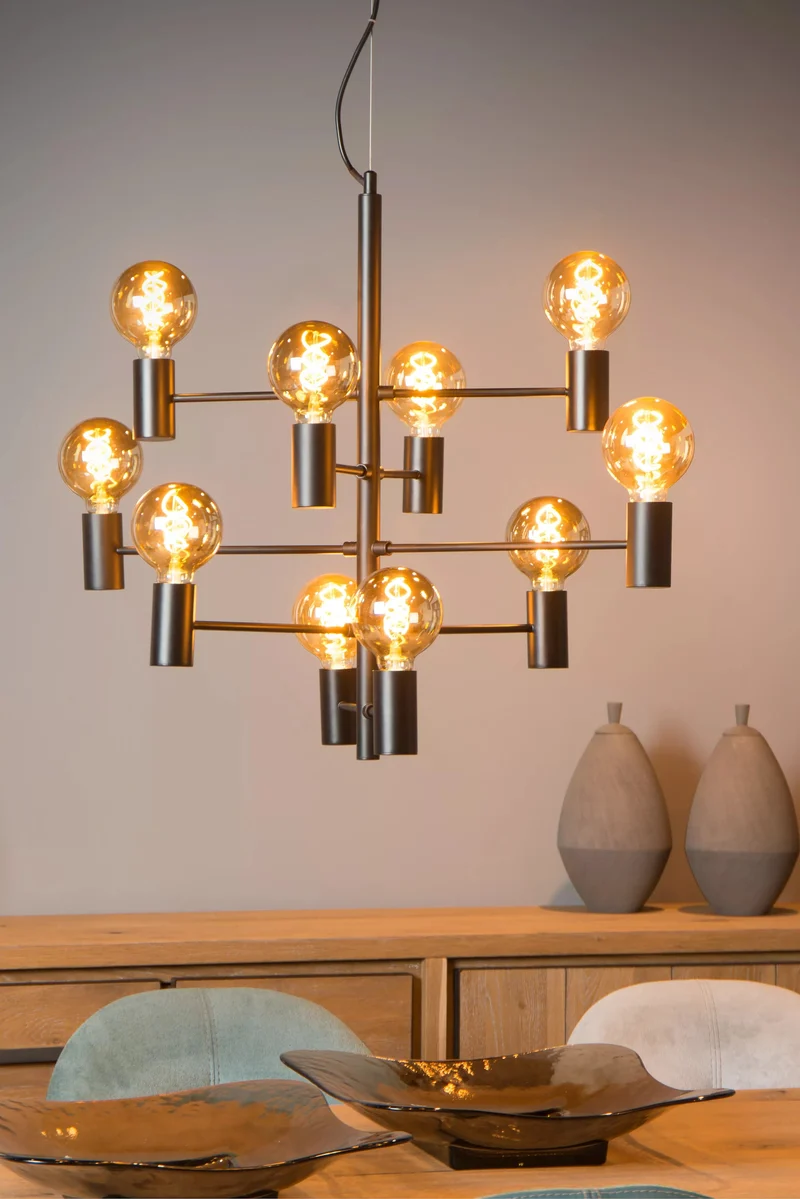 Lustre noir 10 lampes Salle a Manger