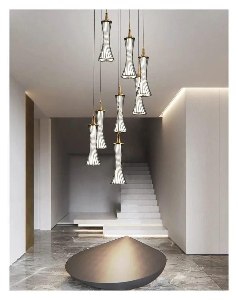 Slick Black Metal Pendant Lamp Delivering Crisp 4000K Neutral Led Glow For Modern Living Spaces Staircases And Urban Hangouts Featuring Eye Safe Illumination And Heavy Duty Construction All Day
