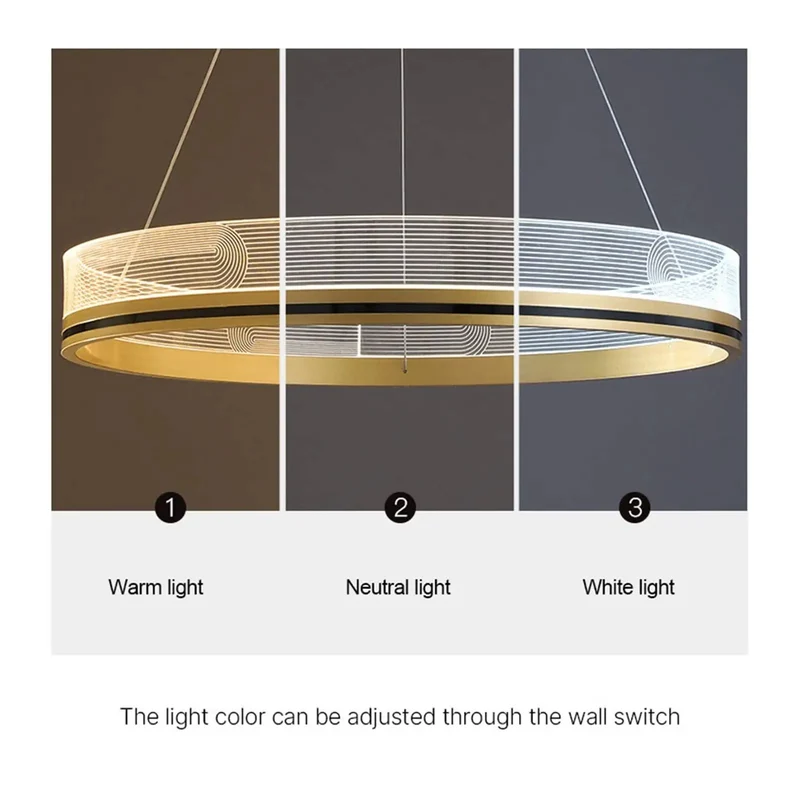 Modern Acrylic Ring LED Pendant Light With Dimmable Remote Control Ceiling Lamp Offering A Lowkey Chic Soft Glow That Smoothly Brightens Your Living Room Bedroom Or Kitchen Corner Space