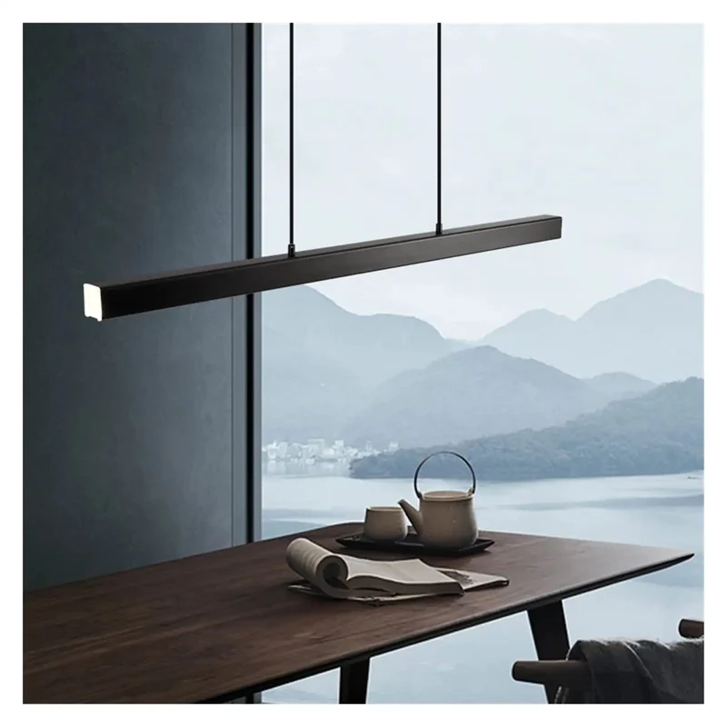 Sleek Linear LED Pendant Light Long Hanging Lamp For Dining Room Dimmable Modern Metal Fixture Rust Proof Drop Light For Homes Offices And Restaurants Top Shelf Vibe Game Changer For Daily Living