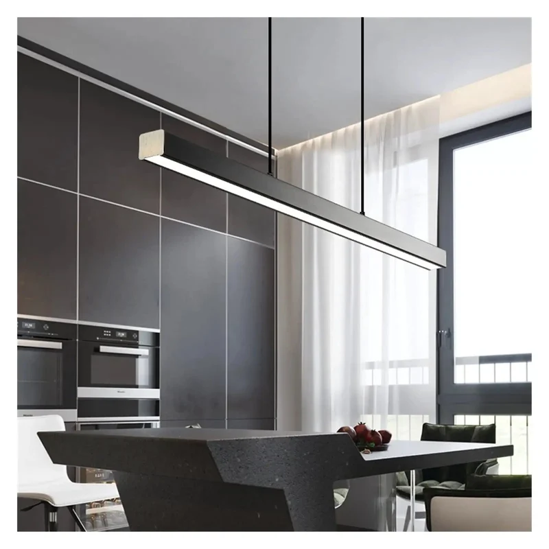 Sleek Linear LED Pendant Light Long Hanging Lamp For Dining Room Dimmable Modern Metal Fixture Rust Proof Drop Light For Homes Offices And Restaurants Top Shelf Vibe Game Changer For Daily Living