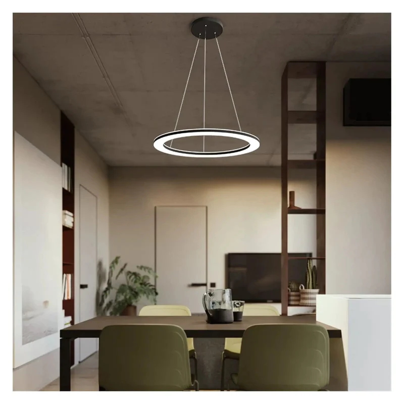 Modern Golden Circle Led Pendant Light With Soft Acrylic Lampshade And Stepless Dimming Brings A Lowkey Elegant Vibe To Kick Up Your Dining Room Or Living Space Setup