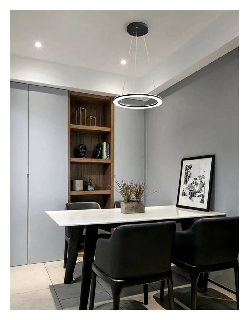 Modern Golden Circle Led Pendant Light With Soft Acrylic Lampshade And Stepless Dimming Brings A Lowkey Elegant Vibe To Kick Up Your Dining Room Or Living Space Setup