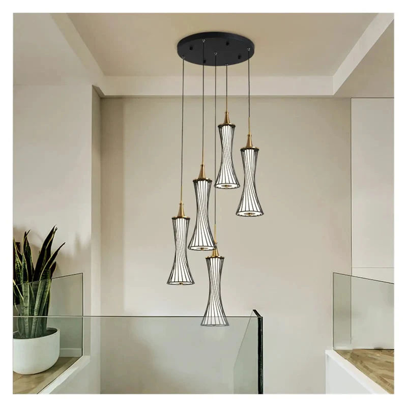 Sleek Black Pendant Light With Creative Metal Design For Staircase And Living Room Non Glare 4000K Bulb Sets Chill Vibes Slick Fixture Brings Hella Modern Style To Your Apartment Or Restaurant Corner