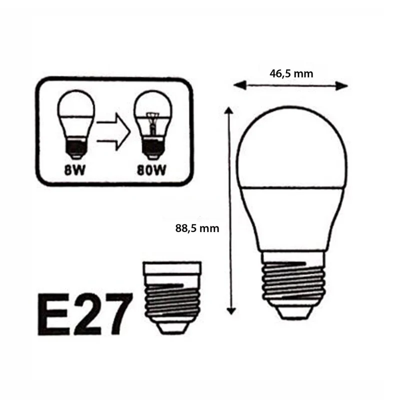Ampoule LED E27 8W 220V G45 300° - Pack de 100
