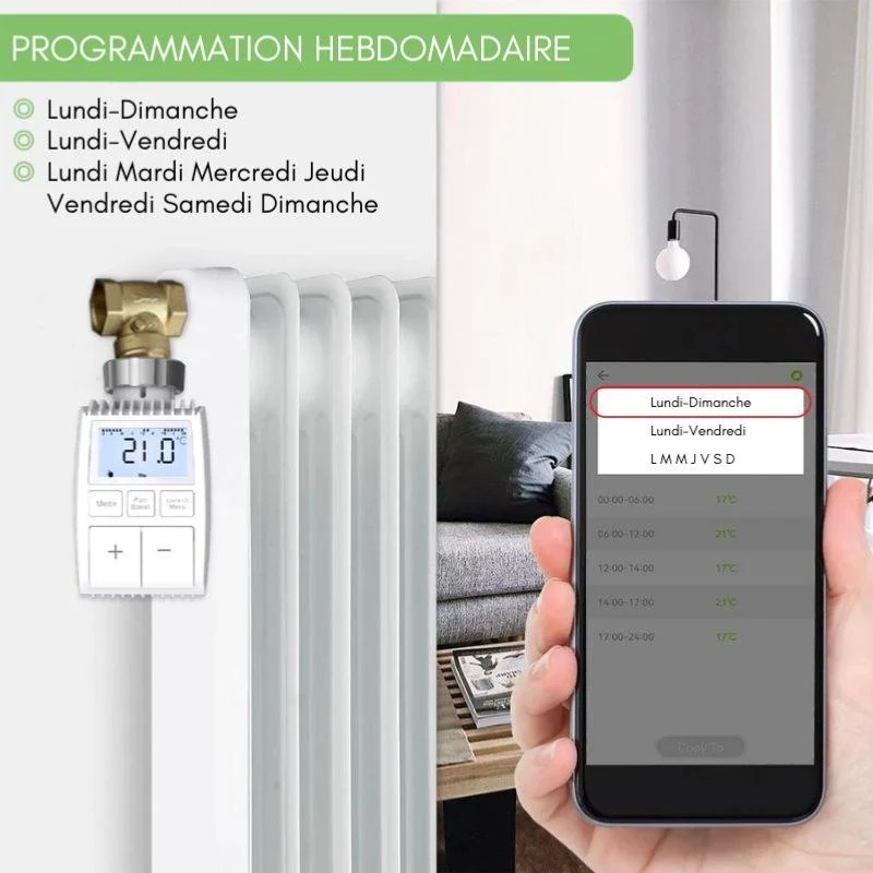 Kit de 4 Têtes Thermostatiques Connectées Universelle avec Ecran LCD + Passerelle ZigBee