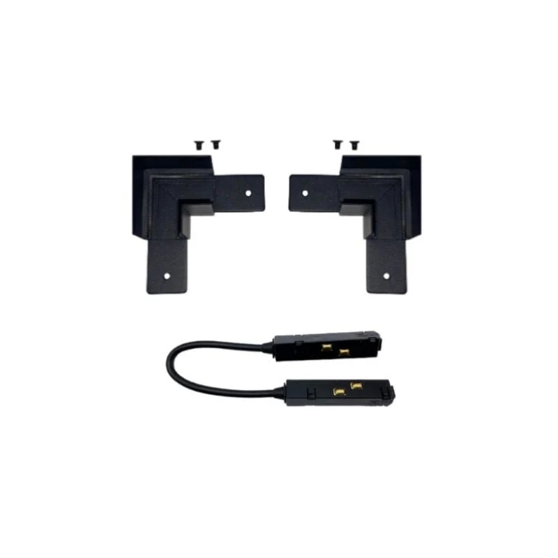 Connecteur Angle 90° pour Rail Magnétique en Saillie Noir + Connecteur Souple
