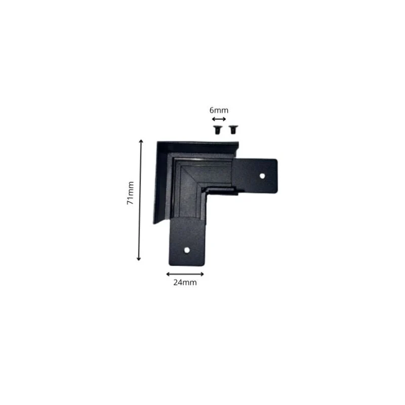 Connecteur Angle 90° pour Rail Magnétique en Saillie Noir + Connecteur Souple
