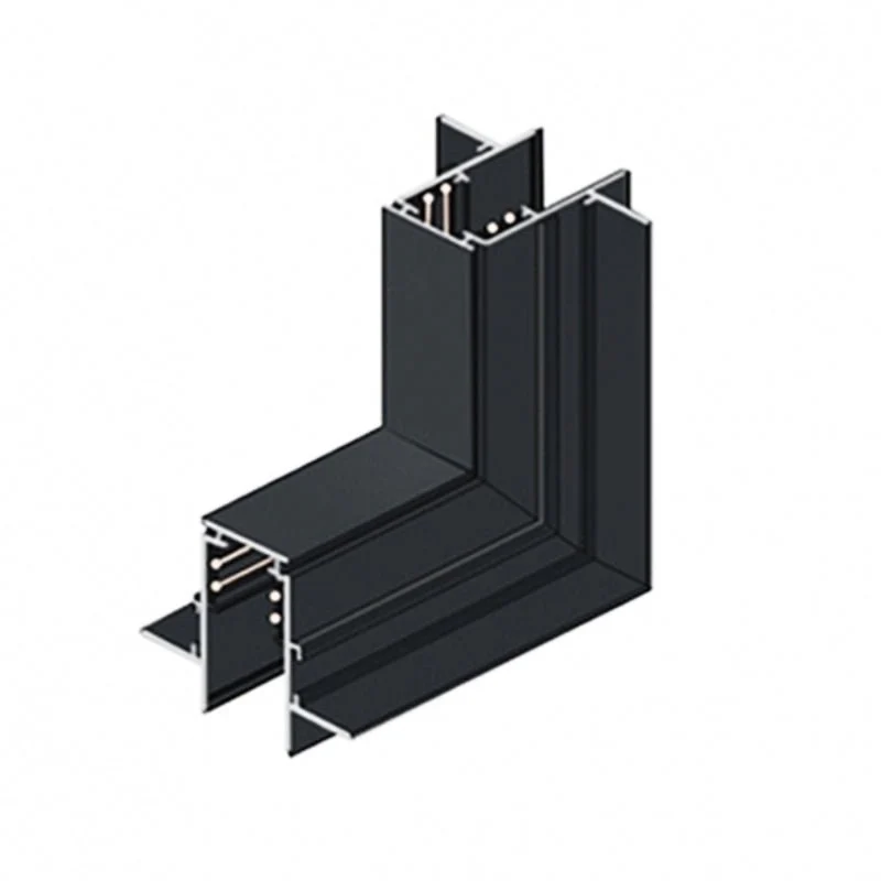 Connecteur Angle Sortant pour Rail Magnétique Encastré Noir + Connecteur Souple