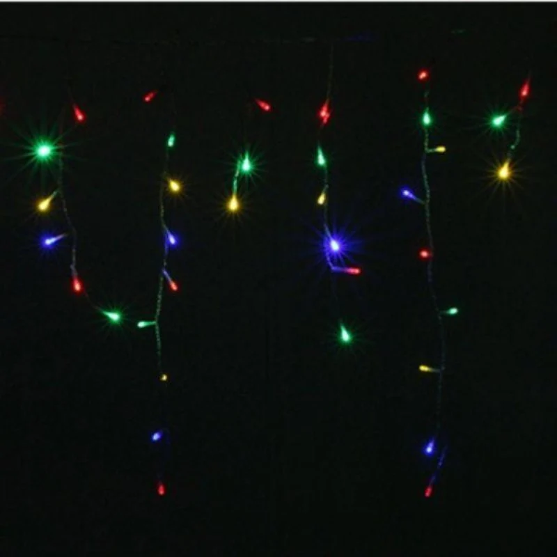 Guirlande Rideau 180LED IP44 1M80 8 fonctions + timer, Câble transparent - Multicolore