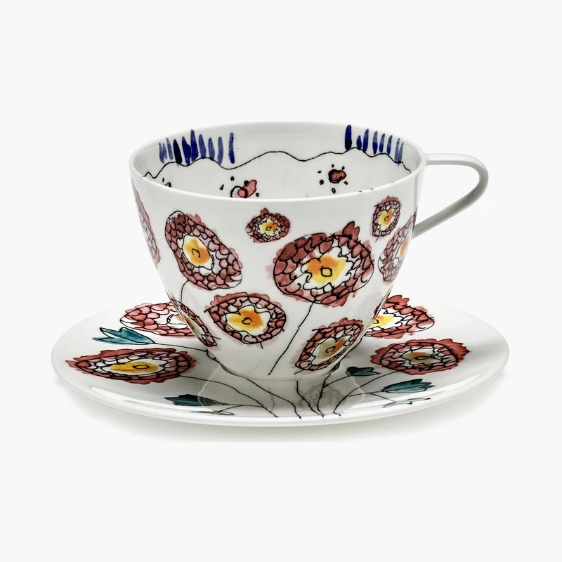 Serax Midnight Flowers Cappuccino Cup with Saucer