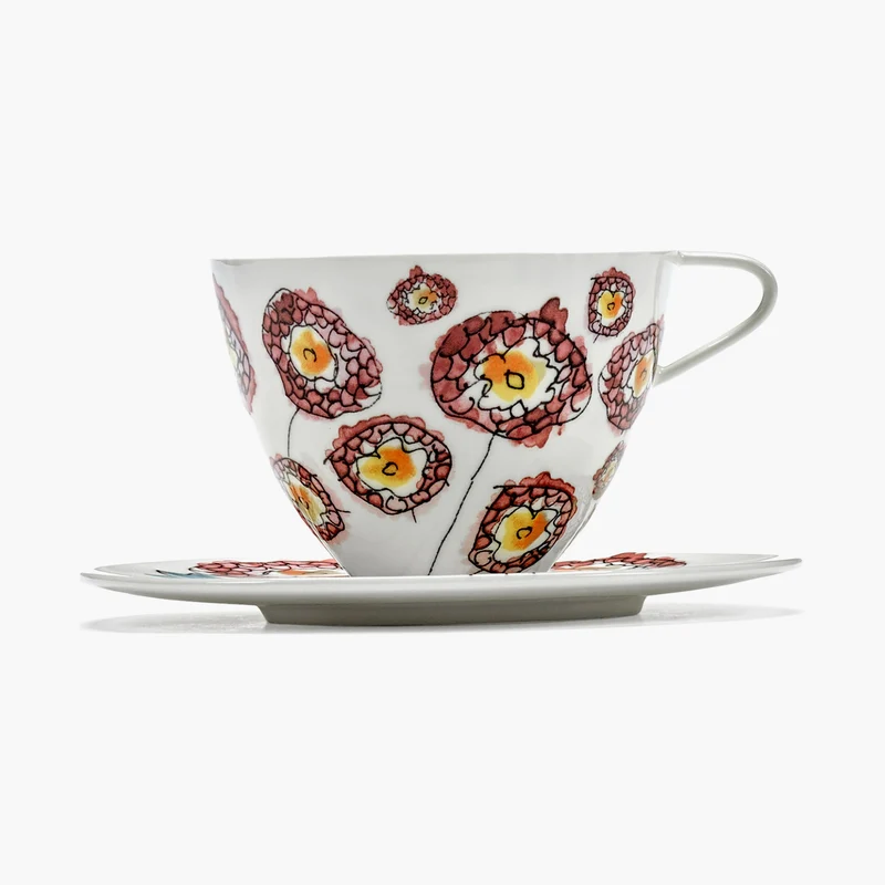 Serax Midnight Flowers Cappuccino Cup with Saucer