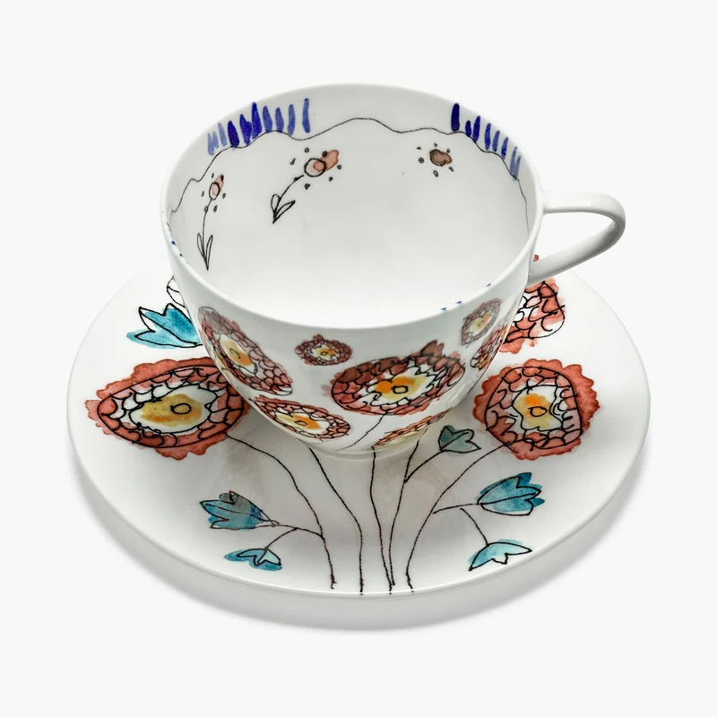 Serax Midnight Flowers Cappuccino Cup with Saucer