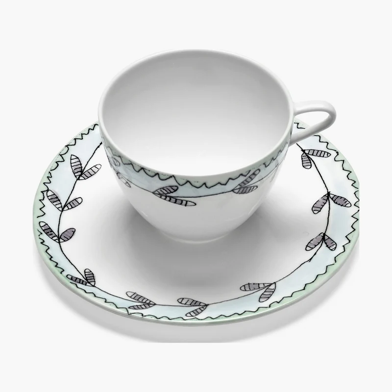 Serax Midnight Flowers Cappuccino Cup with Saucer