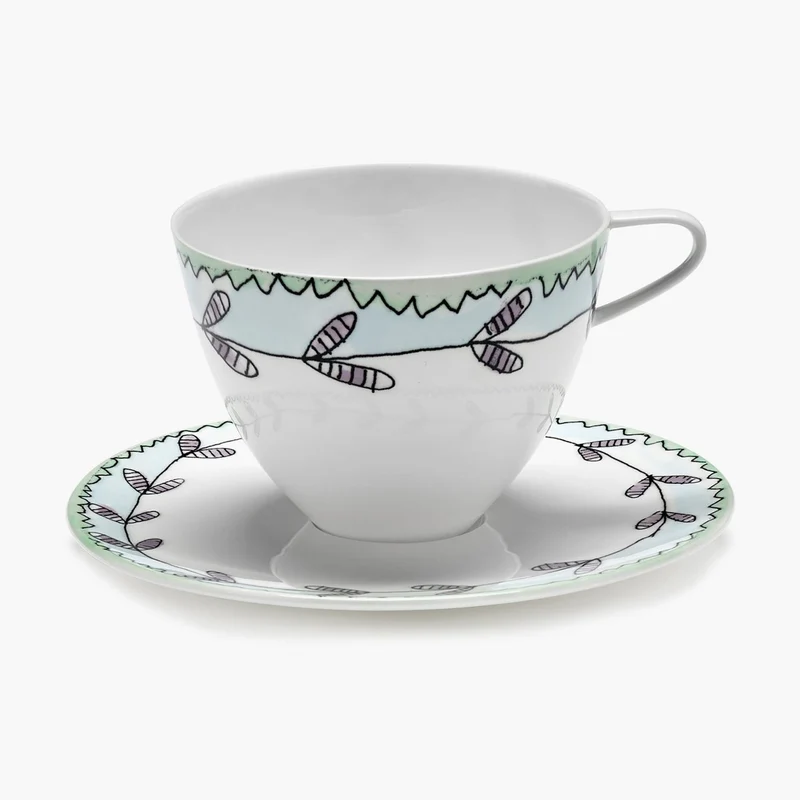 Serax Midnight Flowers Cappuccino Cup with Saucer