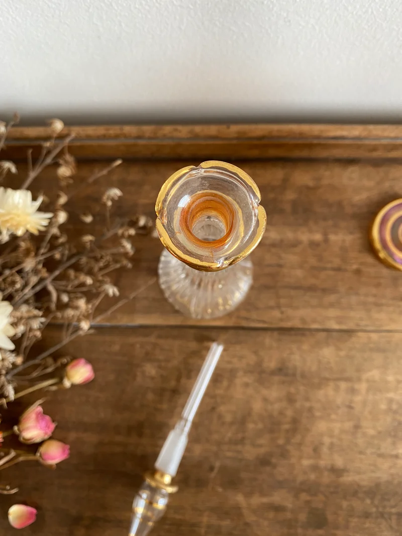 Fioles à parfum égyptiennes vintage en verre tons orangés
