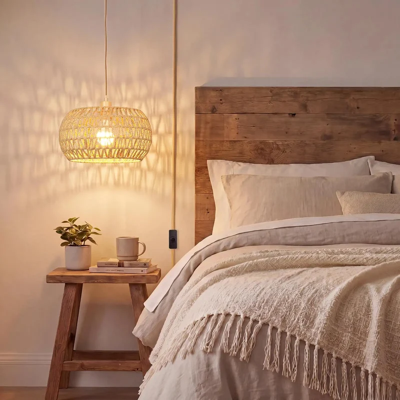 Ace Boho Plug In Pendant Light With Handwoven Macrame Coverage and 3 Way Bulb Setup Plus Fourteen Foot Drop Cord for Smooth Ceiling Upgrade Vibes Anyday