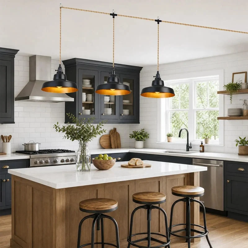 Twenty Two Foot Plug In Pendant Light Featuring Matte Black Vintage Farmhouse Dome Shade Straight Up Quality With Heavy Duty Cable Over Kitchen Island No Sweat Setup