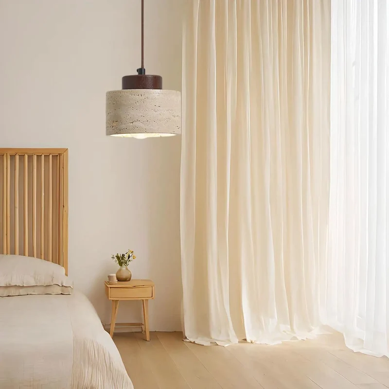 Modern Mini Pendant Light Featuring Textured Concrete Drum And Raw Wood Accent, Single Bulb Ceiling Fixture That Hits Different Over Kitchen Islands And Dining