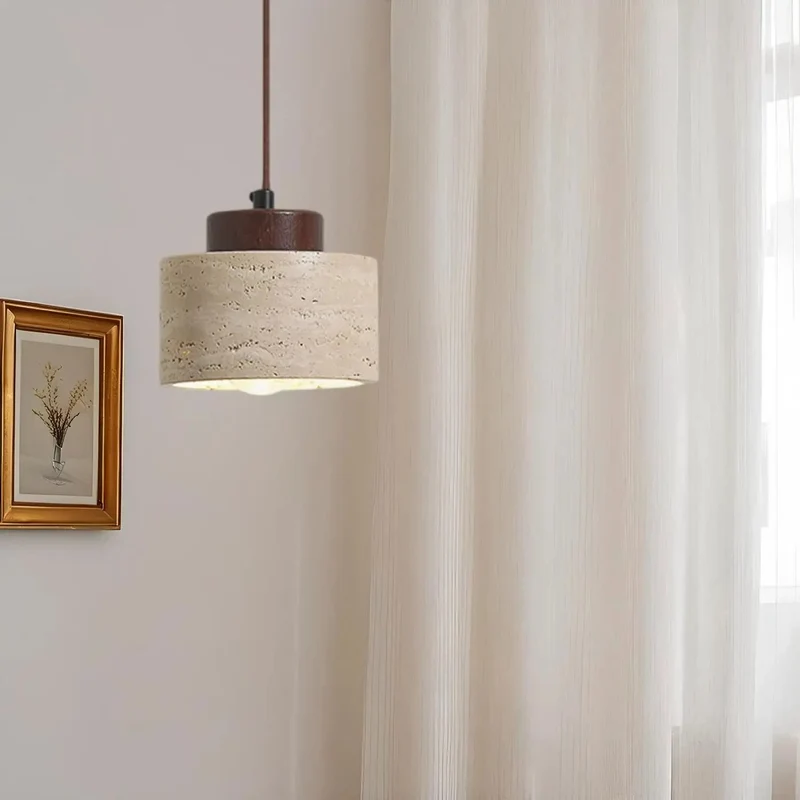 Modern Mini Pendant Light Featuring Textured Concrete Drum And Raw Wood Accent, Single Bulb Ceiling Fixture That Hits Different Over Kitchen Islands And Dining