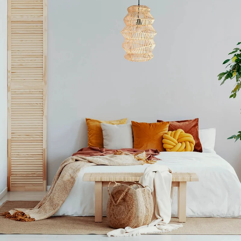 Totally Legit Handwoven Bamboo Pendant Light Made By Skilled Indonesian Artisans Natural Shaved Wood Ceiling Fixture Super Sleek Rustic Vibe Goes Hard With Classic Charm Perfect For Any Cozy Living Room Or Modern Dining Space 18 Inches H By 12 Inches W