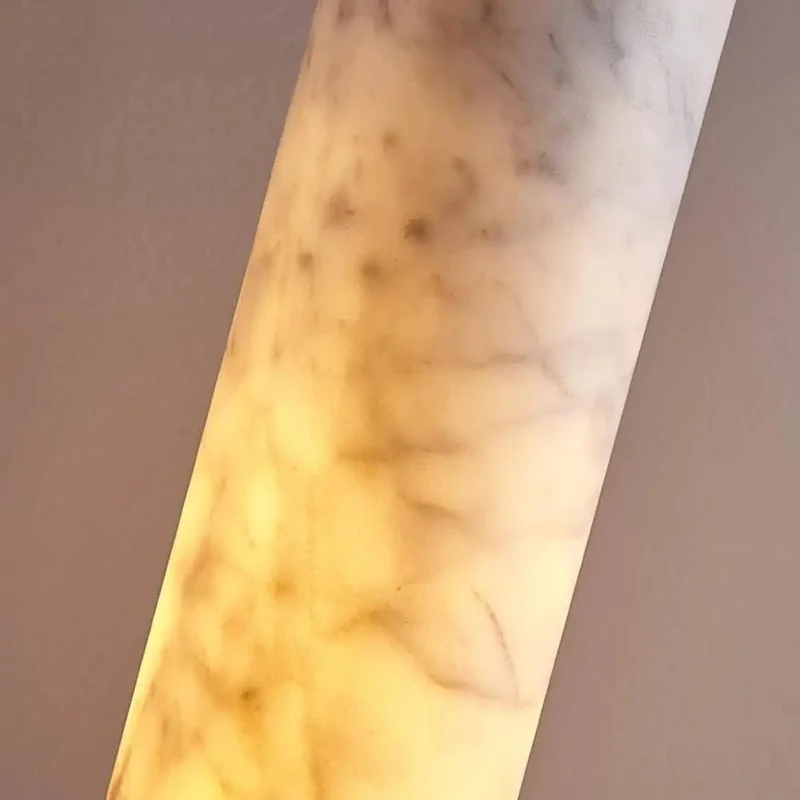 Totally Slick Alabaster Pendant Light Featuring Natural Marble Tube And Rich Wood Canopy For Kitchen Island Bedroom Area Killer Design Lighting Solution Quick Install