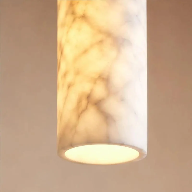 Totally Slick Alabaster Pendant Light Featuring Natural Marble Tube And Rich Wood Canopy For Kitchen Island Bedroom Area Killer Design Lighting Solution Quick Install