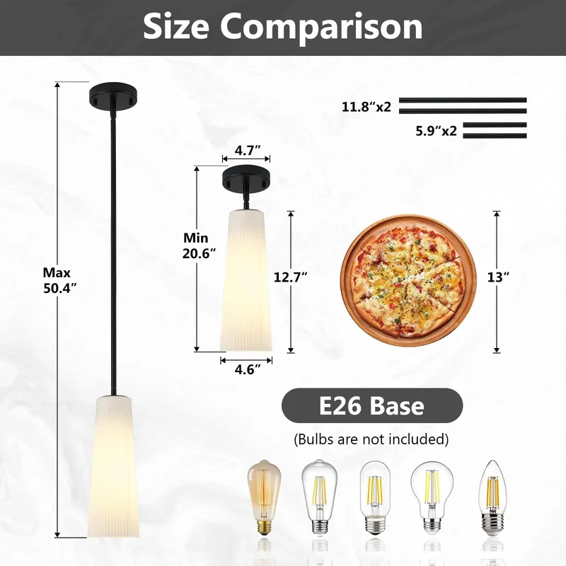 Slick 2 Pack Matte Black Pendant Lights With Conical Fluted Glass Shades Plus Adjustable Rods For Kitchen Islands Or Dining Rooms Hassle Free Swivel Install Makes Any Bedroom Or Entryway A Total Vibe Upgrade