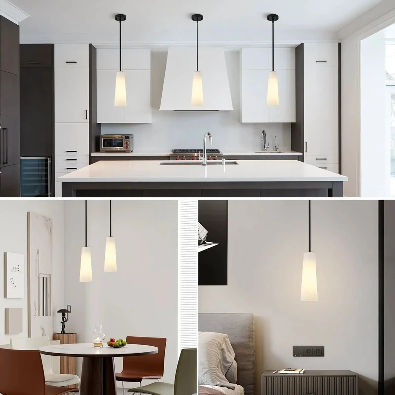Slick 2 Pack Matte Black Pendant Lights With Conical Fluted Glass Shades Plus Adjustable Rods For Kitchen Islands Or Dining Rooms Hassle Free Swivel Install Makes Any Bedroom Or Entryway A Total Vibe Upgrade