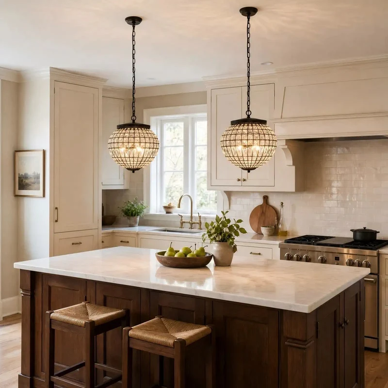 Straight Up Stunning 14 Inch Vintage Crystal Pendant Light With Two Antique Bronze Arms Featuring Handwoven Globe Silhouette That Brings Instant French Inspired Charm And Smooth Ambient Glow To Your Cozy Kitchen Or Welcoming Entryway