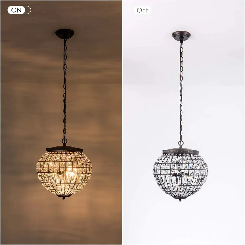 Straight Up Stunning 14 Inch Vintage Crystal Pendant Light With Two Antique Bronze Arms Featuring Handwoven Globe Silhouette That Brings Instant French Inspired Charm And Smooth Ambient Glow To Your Cozy Kitchen Or Welcoming Entryway