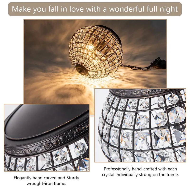 Straight Up Stunning 14 Inch Vintage Crystal Pendant Light With Two Antique Bronze Arms Featuring Handwoven Globe Silhouette That Brings Instant French Inspired Charm And Smooth Ambient Glow To Your Cozy Kitchen Or Welcoming Entryway