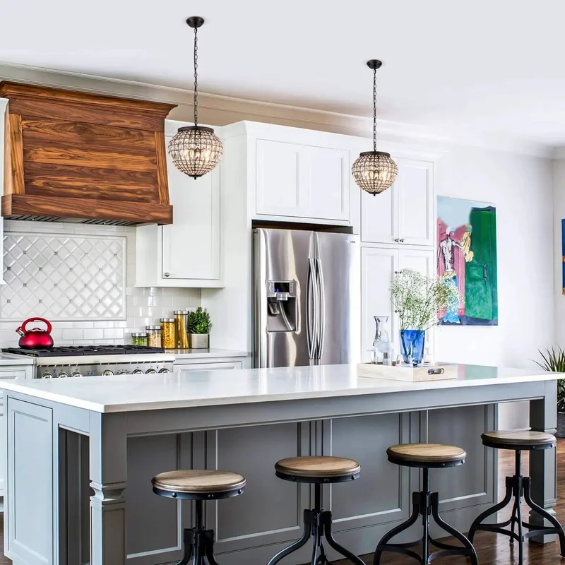 Straight Up Stunning 14 Inch Vintage Crystal Pendant Light With Two Antique Bronze Arms Featuring Handwoven Globe Silhouette That Brings Instant French Inspired Charm And Smooth Ambient Glow To Your Cozy Kitchen Or Welcoming Entryway