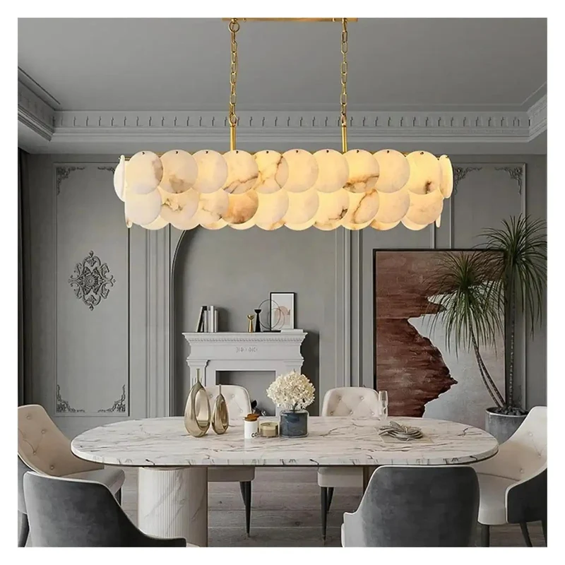 Modern Natural Marble Ceiling Pendant Light With Dreamy Warm Glow Perfect As A Statement Dining Fixture Or Kitchen Island Chandelier To Bring Top Tier Style And Relaxed Vibes To Your Home