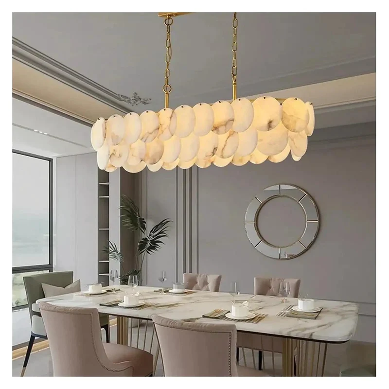 Modern Natural Marble Ceiling Pendant Light With Dreamy Warm Glow Perfect As A Statement Dining Fixture Or Kitchen Island Chandelier To Bring Top Tier Style And Relaxed Vibes To Your Home