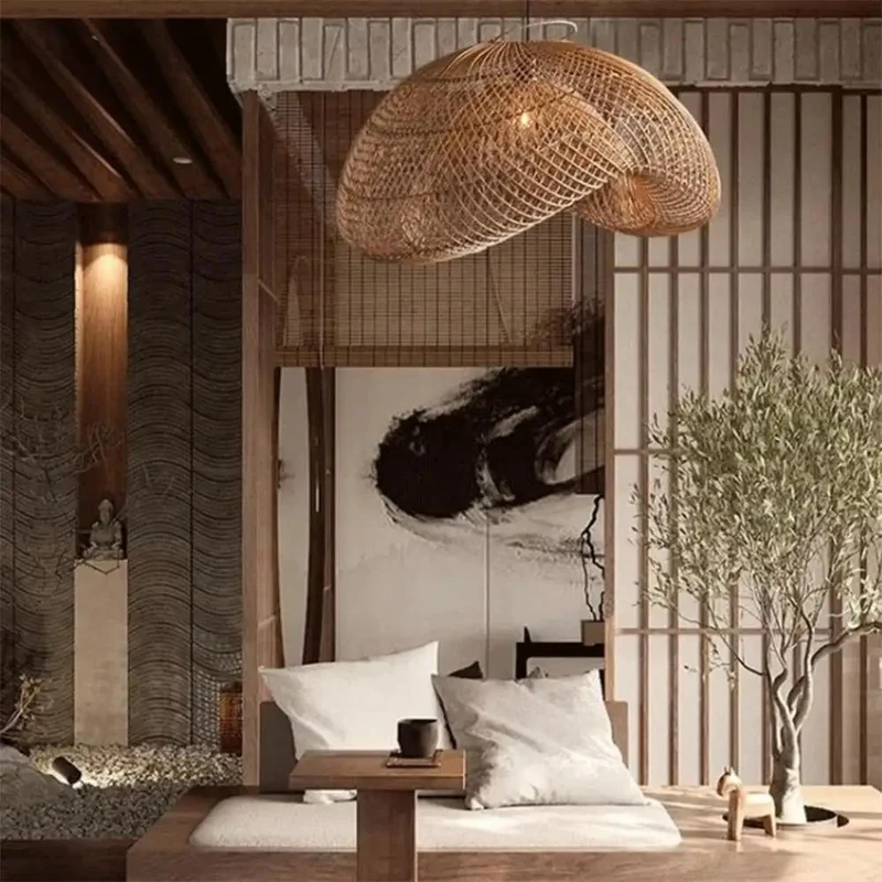 Hand Woven Rattan Pendant Lamp With Irregular Boho Shape Bringing Major Chill Vibes To Any Space Adjustable Cord Hanging Light Fixture Fits E27 Bulb Great For Living Room Farmhouse Cafe
