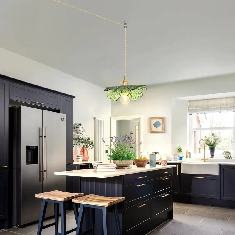 Slick Handmade Green Glass Pendant Light With Hella Adjustable Cord Gives Dangs Quick Setup Plus Plug In Wiring For Kitchen Island Dining Room Space