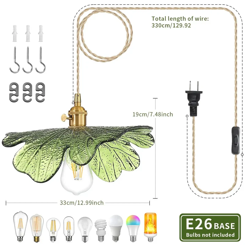 Slick Handmade Green Glass Pendant Light With Hella Adjustable Cord Gives Dangs Quick Setup Plus Plug In Wiring For Kitchen Island Dining Room Space