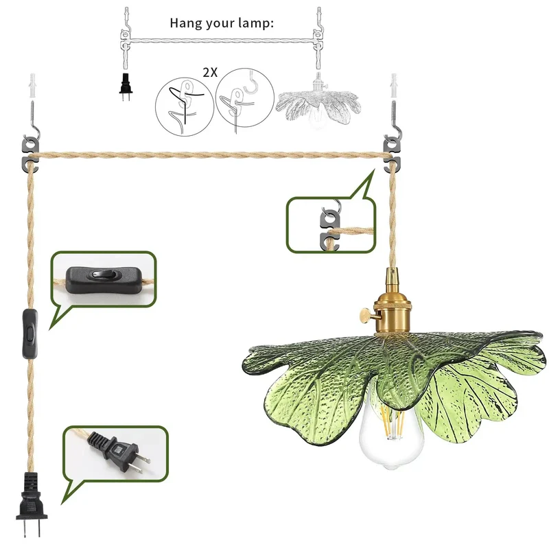 Slick Handmade Green Glass Pendant Light With Hella Adjustable Cord Gives Dangs Quick Setup Plus Plug In Wiring For Kitchen Island Dining Room Space