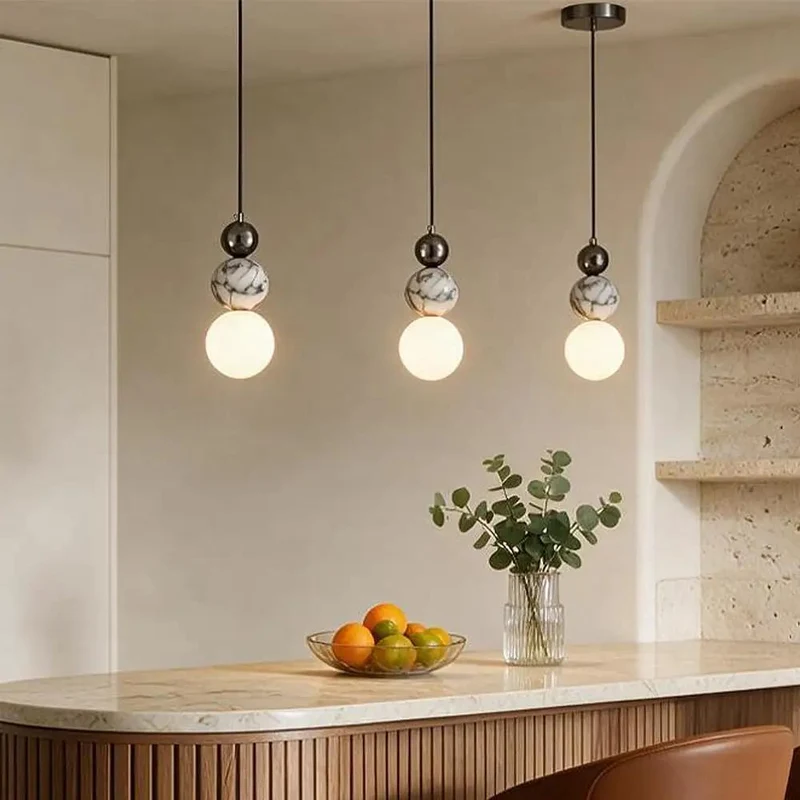 Main Character Energy Natural Alabaster Marble Pendant Light Sleek Cylinder Led Hanging Lamp Frosted White Glass Shade Heavy Duty Black And Gold Fixture Upgrade Your Space With Solid Build For Kitchen Island Or Dining Room