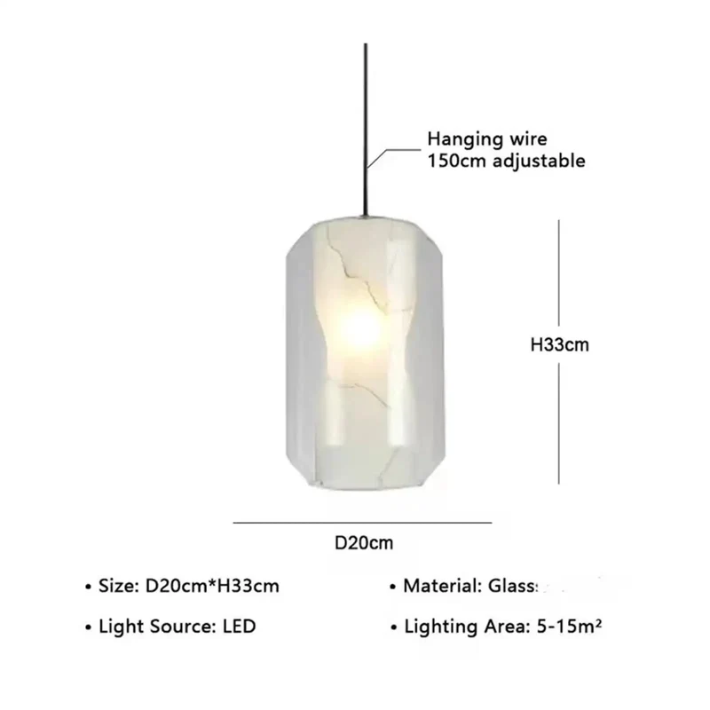 Modern Clear Glass Pendant Light Featuring Chic Marble Inner Layer With Fully Adjustable Suspension Cords Crafted For Kitchen Islands To Cast A Sick Warm Glow And Add A Knockout Decor Vibe