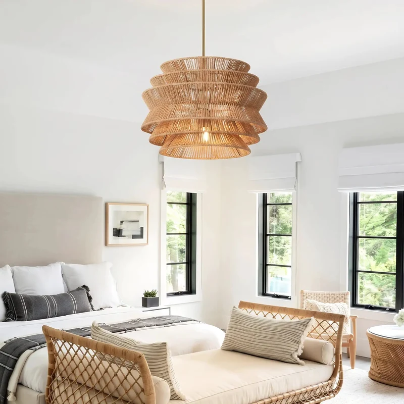 17.3 Inch Handwoven Rattan Pendant Light Featuring Hella Cozy Boho Wicker Drum Shade For Dining Tables And Modern Farmhouse Rooms Solid Home Upgrade And Chill Coastal Vibe Lighting Durable Construction Quality