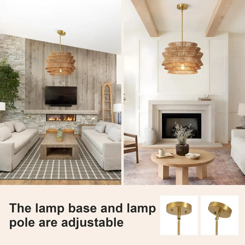 17.3 Inch Handwoven Rattan Pendant Light Featuring Hella Cozy Boho Wicker Drum Shade For Dining Tables And Modern Farmhouse Rooms Solid Home Upgrade And Chill Coastal Vibe Lighting Durable Construction Quality