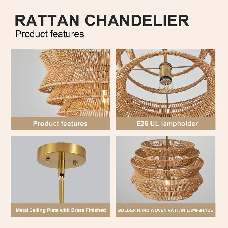 17.3 Inch Handwoven Rattan Pendant Light Featuring Hella Cozy Boho Wicker Drum Shade For Dining Tables And Modern Farmhouse Rooms Solid Home Upgrade And Chill Coastal Vibe Lighting Durable Construction Quality
