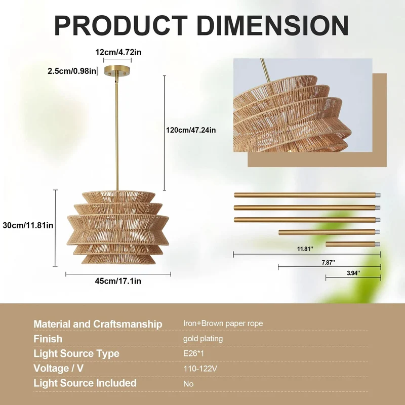 17.3 Inch Handwoven Rattan Pendant Light Featuring Hella Cozy Boho Wicker Drum Shade For Dining Tables And Modern Farmhouse Rooms Solid Home Upgrade And Chill Coastal Vibe Lighting Durable Construction Quality