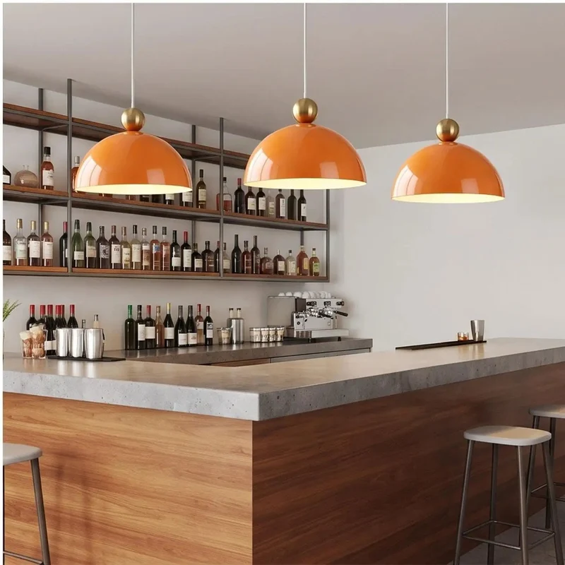 Slick Modern Iron Dome Pendant Light Rock Solid Hanging Ceiling Fixture Knockout Decorative Sphere Accent For Contemporary Living Areas And Durable Powder Coated Finish