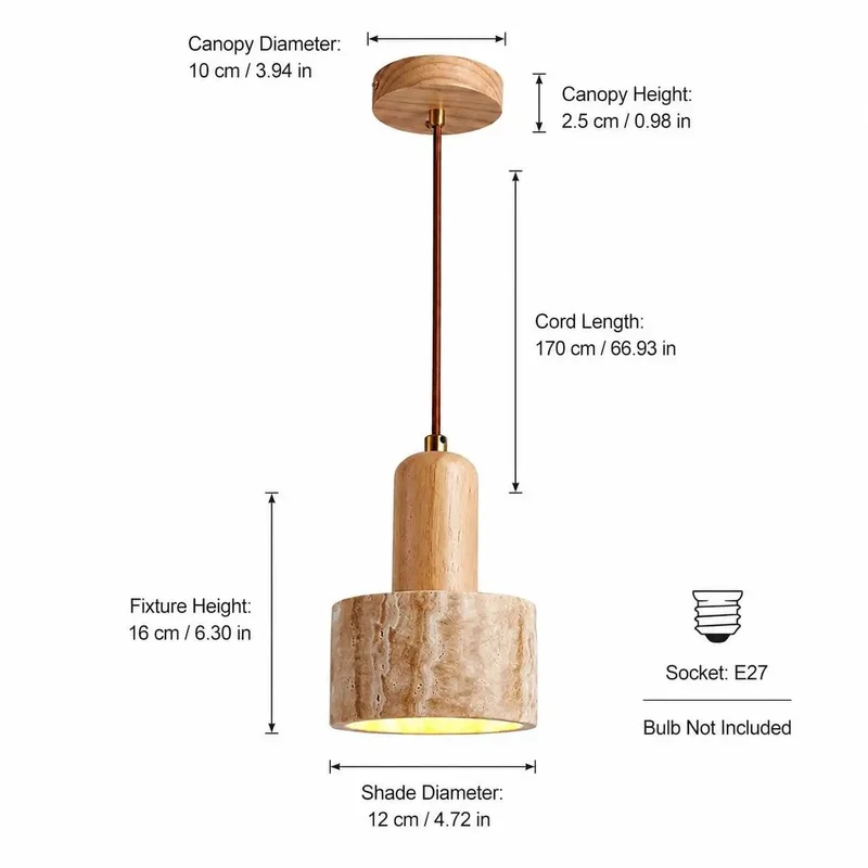 Dope Wabi Sabi Wood Pendant Lamp With Solid Travertine Cone Shade And Hand Twisted Hemp Rope For Super Snug Boho Rustic Hanging Lights That Add Instant Cool Vibes To Any Room