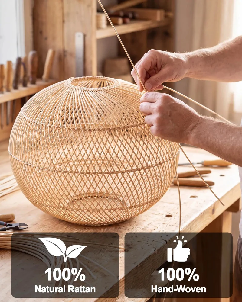 Super Totally Chic Boho Rattan Pendant Light With Handcrafted Wicker Globe Fixture Keeping It Chill In Modern Dining Rooms And Cozy Living Spaces All Day Long